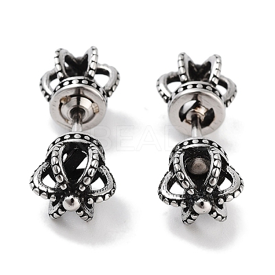Crown 316 Surgical Stainless Steel Stud Earrings EJEW-Z050-40AS-1