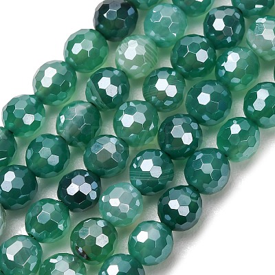 Electroplated Natural Agate Beads Strands G-B191-A07-6mm-09-1