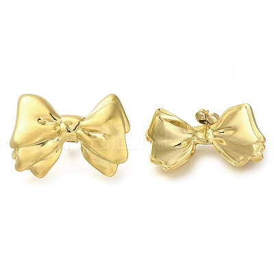 Ion Plating(IP) 304 Stainless Steel Bowknot Stud Earrings EJEW-I312-09G-1