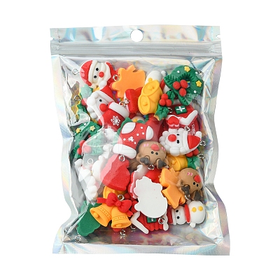 48Pcs 12 Styles Christmas Theme Opaque Resin Pendants RESI-FS0001-73-1