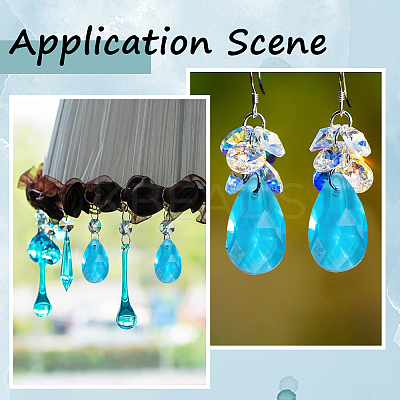40Pcs Faceted Teardrop Glass Pendants GLAA-SP0001-11D-1