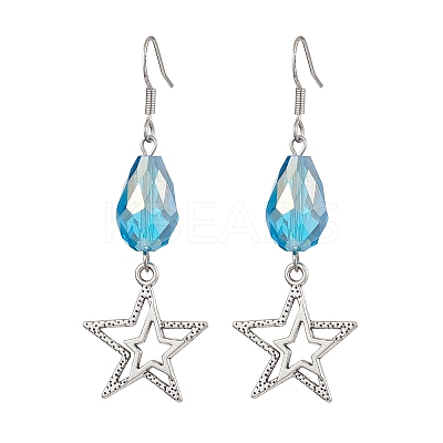 Alloy Star Dangle Earrings EJEW-JE05873-1