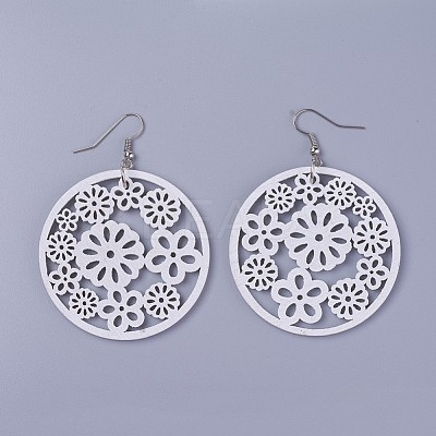 Wood Dangle Earrings X-EJEW-L219-G01-1