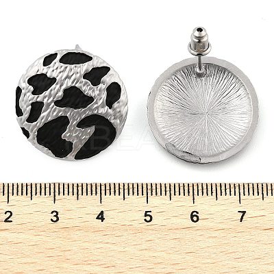 Leopard Print Brass Enamel Stud Earrings for Women EJEW-U055-15A-P-1