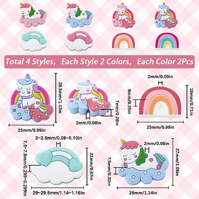 16Pcs 8 Style Food Grade Eco-Friendly Silicone Beads SIL-SC0001-51-1