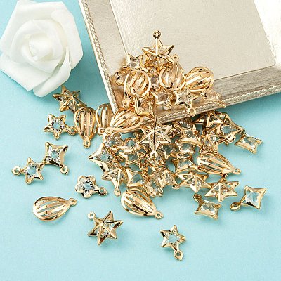 50Pcs 5 Style Rack Plating Iron Charms FIND-YW0003-87-1