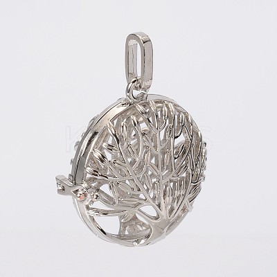 Filigree Flat Round Brass Cage Pendants LS-KK-K115-08P-NR-1