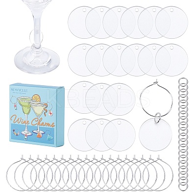 DIY Blank Wine Glass Charm Making Kit DIY-SC0023-62C-1