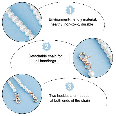 2Pcs ABS Plastic Imitation Pearl Beaded Bag Straps AJEW-PH0003-99B-1