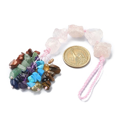 Nuggets Natural Rose Quartz Pendant Decorations HJEW-JM00992-05-1
