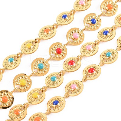 Ion Plating(IP) 304 Stainless Steel Flat Round with Flower Link Chains STAS-N092-125-1