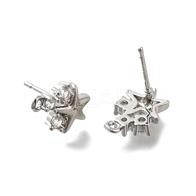 Brass with Cubic Zirconia Stud Earring Finding KK-Q048-14P-1