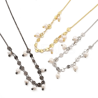 Brass Rolo & Flat Sequin Chains Necklaces for Women NJEW-D302-56-1