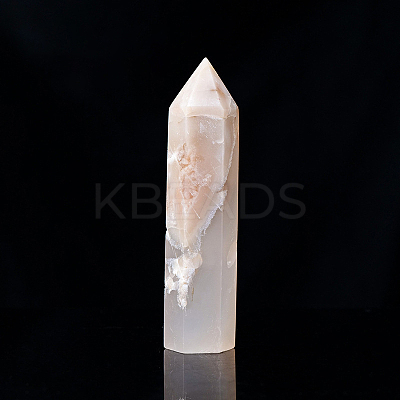 Natural Cherry Blossom Agate Pointed Prism Bar Home Display Decoration LS-G-PW0007-101F-1