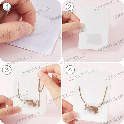 15Pcs Plastic Necklace Chain Adhesive Pouch for Necklace Display Cards AJEW-SC0003-43-1
