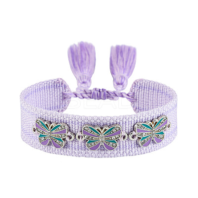 Butterfly Adjustable Polyester & Alloy & Resin Enamel & Rhinestone Slider Bracelets FS-WG9985D-05-1