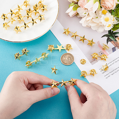 16Pcs 4 Styles Star Zinc Alloy Brooches JEWB-HY0001-41G-1