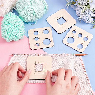 4Pcs 2 Style Wood Knitting Needle Gauge WOOD-PH0009-55-1