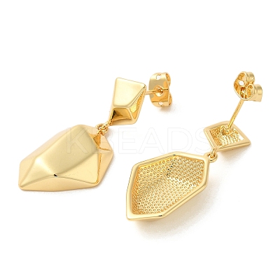 Polygon Brass Dangle Stud Earrings EJEW-G382-05G-1
