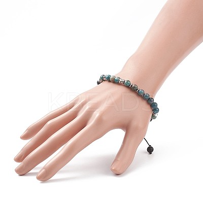 Natural Apatite & Lava Rock Braided Bead Bracelet BJEW-TA00188-04-1