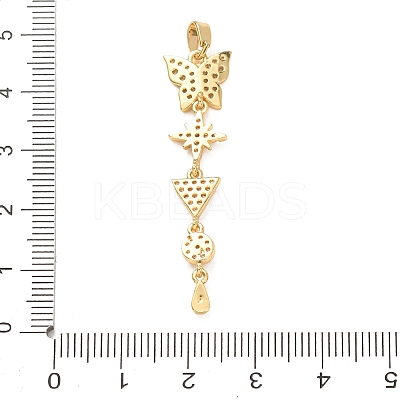Tassel Brass Micro Pave Clear Cubic Zirconia Pendants KK-L271-01G-07-1