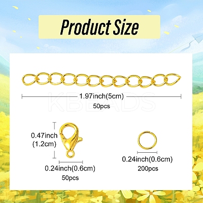Iron Ends with Twist Chain Extension & Open Jump Rings DIY-YW0010-74G-1