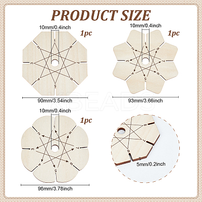 3Pcs 3 Styles Wood 7 Friendship Bracelet Display Stands ODIS-PH0001-89-1