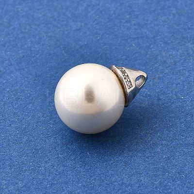 Shell Pearl Round Pendants STER-L067-01P-1
