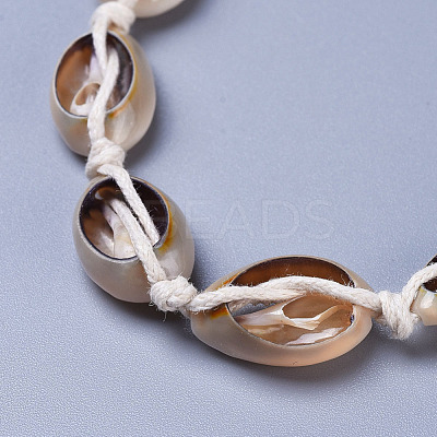 Adjustable Cowrie Shell Beads Beaded Necklaces NJEW-JN02394-1