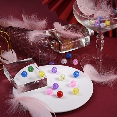 80Pcs 8 Colors Transparent Crackle Glass Round Beads Strands CCG-SZ0001-09-1