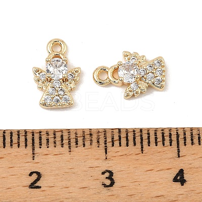 Brass Micro Pave Cubic Zirconia Charms KK-C155-03G-01-1
