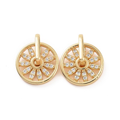 Rotatable Brass Micro Clear Pave Cubic Zirconia Pendants KK-E068-VC295-1