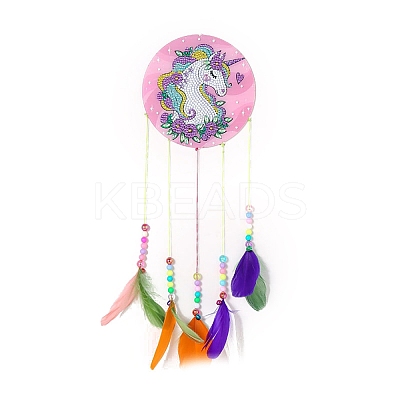 DIY Diamond Painting Feather Pendant Decoration Kit UNIC-PW0001-058C-1