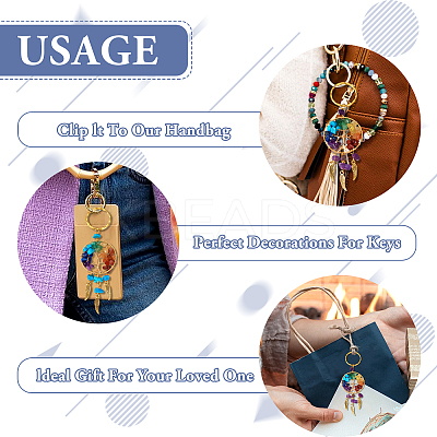5Pcs 5 Style Gemstone Keychain KEYC-TA0001-18-1