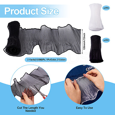 2Pcs 2 Color Nylon Pleated Lace Trim OCOR-TA0002-75-1