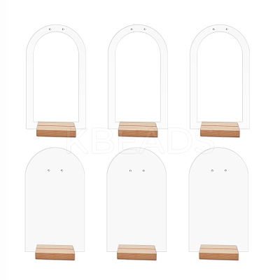 2 Styles Arch Acrylic Earring Jewelry Display Stands with Wooden Base PW-WG38568-01-1