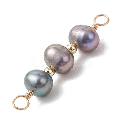Natural Cultured Freshwater Pearl Potato Beaded Connector Charms PALLOY-JF04929-1