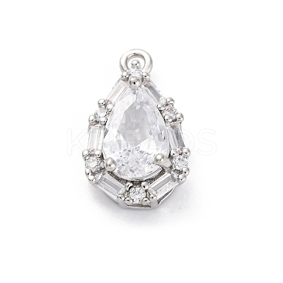 Brass Micro Pave Clear Cubic Zirconia Pendants KK-Z084-09P-04-1