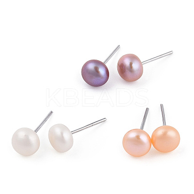 Dyed Natural Pearl Stud Earrings PEAR-N020-06C-1