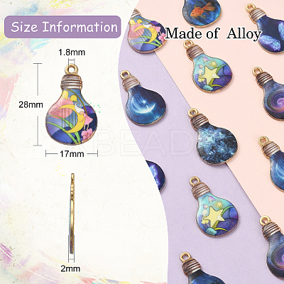 30Pcs 10 Styles Alloy Printed Pendants PALLOY-CJ0002-55-1