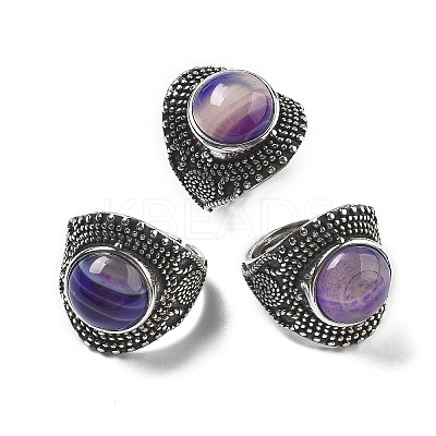 Natural & Synthetic Gemstone Adjustable Rings RJEW-I108-03AS-1