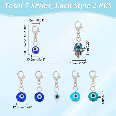 Handmade Evil Eye Lampwork & Tibetan Style Alloy Pendant Decorations for Pet Collar HJEW-AB00296-1