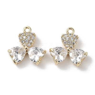 Brass Micro Pave Clear Cubic Zirconia Pendants KK-G491-06G-1