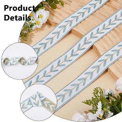 12.75M Polyester Leaf Pattern Ribbon OCOR-DC0001-28B-1