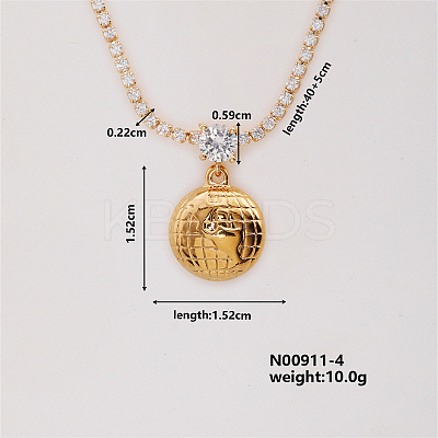 Fashion Brass Rhinestones Earth Pendant Necklace for Women AB9344-4-1