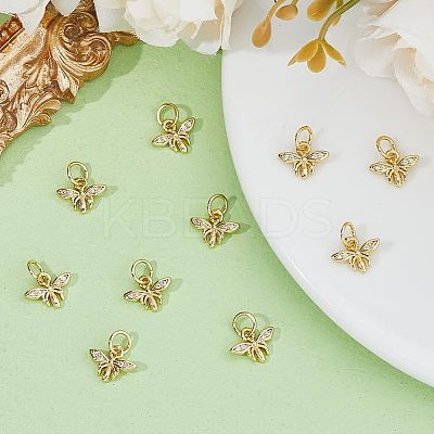 10Pcs Brass Micro Pave Clear Cubic Zirconia Charms ZIRC-HS0001-01-1