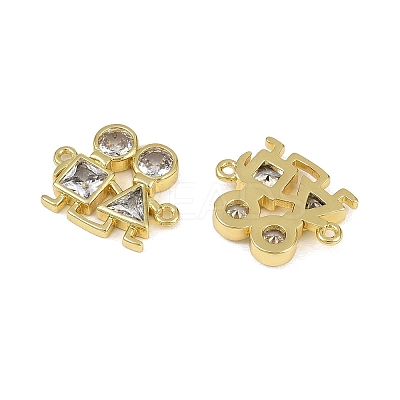 Brass Pave Clear Cubic Zirconia Couple Links KK-I358-006G-1