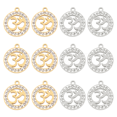 12Pcs 2 Colors 201 Stainless Steel Pendants STAS-UN0031-35-1