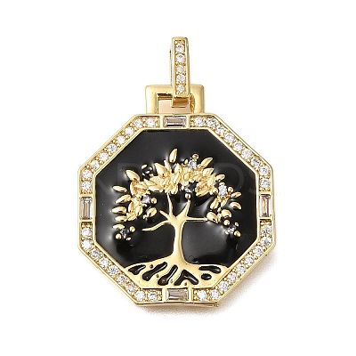 Rack Plating Brass Micro Pave Cubic Zirconia Pendants ZIRC-F142-20G-02-1