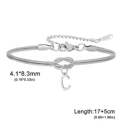 304 Stainless Steel Initial Charm Bracelets FS-WGD8E41-11-1